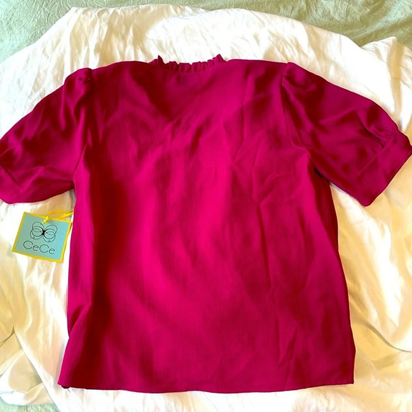 Cece NWT ruffle blouse pink cap sleeve size small - Picture 8 of 8